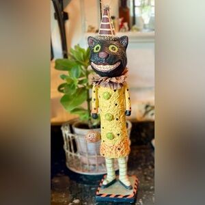 Large FOLK ART HALLOWEEN CAT Vtg